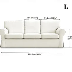 3 Seater Sofa Cover, Cotton Couch Cover with 3 Cushion Cover and 3 Backrest Cover For Ektorp Slipcover Washable Furniture Protector LITB PRIME cover Ektcover