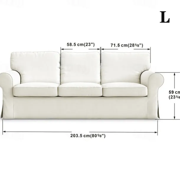 3 Seater Sofa Cover, Cotton Couch Cover with 3 Cushion Cover and 3 Backrest Cover For Ektorp Slipcover Washable Furniture Protector LITB PRIME cover Ektcover