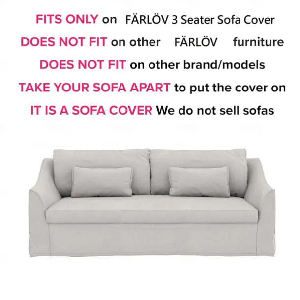 3 Seater Sofa Cover Solid Color Slipcovers FARcover LITB PRIME cover