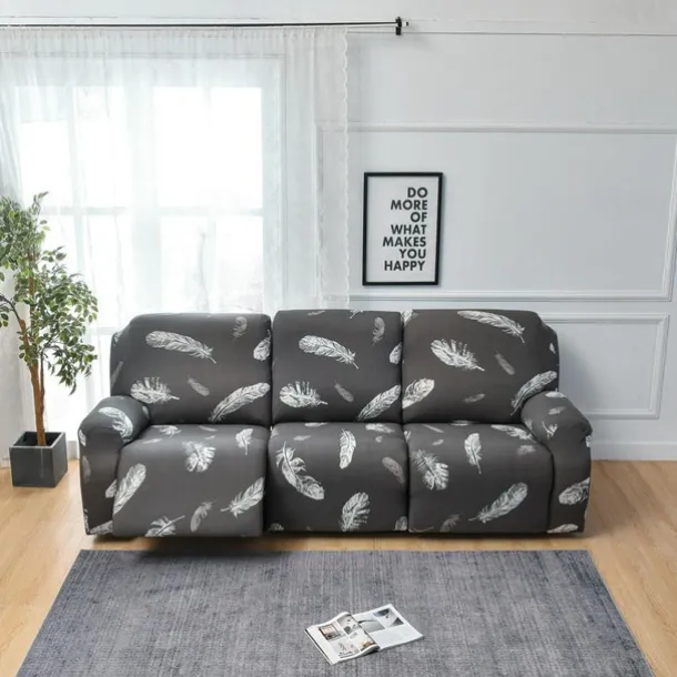 3 Seater Stretch Recliner Covers Couch Slipcover Reclining Cover Floral with Elastic Loop, Anti-cat Scratch Furniture Protector for Kids, Pets, Dogs, Cats