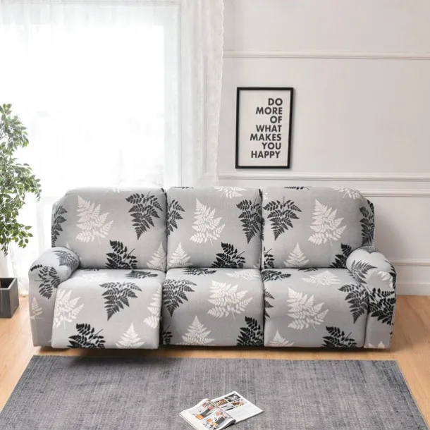 3 Seater Stretch Recliner Covers Couch Slipcover Reclining Cover Floral with Elastic Loop, Anti-cat Scratch Furniture Protector for Kids, Pets, Dogs, Cats