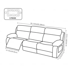 3 Seater Stretch Recliner Covers Couch Slipcover Reclining Cover Floral with Elastic Loop, Anti-cat Scratch Furniture Protector for Kids, Pets, Dogs, Cats