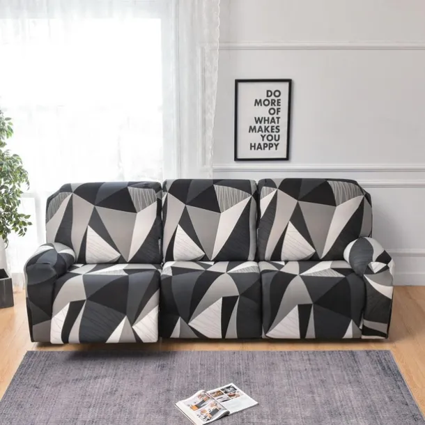 3 Seater Stretch Recliner Covers Couch Slipcover Reclining Cover Floral with Elastic Loop, Anti-cat Scratch Furniture Protector for Kids, Pets, Dogs, Cats