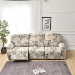 3 Seater Stretch Recliner Covers Couch Slipcover Reclining Cover Floral with Elastic Loop, Anti-cat Scratch Furniture Protector for Kids, Pets, Dogs, Cats