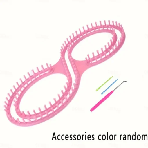 1 Set Deluxe Knitting Loom Kit - Create Beautiful Hats, Scarves, Shawls, Sweaters, Socks, and Blankets with Ease - DIY Yarn Craft Kit with Hooks, Available in Pink and Blue Colors