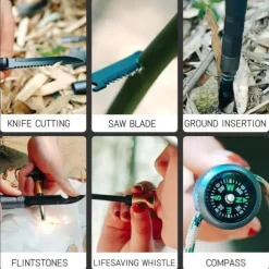 1 set Multifunctional Hiking Stick - Folding Trekking Pole with Hidden Knife & Compass - Self-Defense Walking Stick for Camping & Hiking