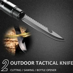 1 set Multifunctional Hiking Stick - Folding Trekking Pole with Hidden Knife & Compass - Self-Defense Walking Stick for Camping & Hiking