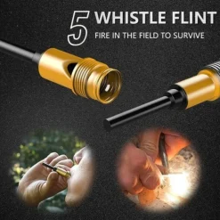 1 set Multifunctional Hiking Stick - Folding Trekking Pole with Hidden Knife & Compass - Self-Defense Walking Stick for Camping & Hiking