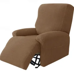 1 Set of 4 Pieces Stretch Reclining Couch Covers Burgundy Jacquard Spandex Recliner Couch Covers Recliner Chair Cover Form Fitted Non Slip Reclining Slipcovers for Standard Large Recliner,Chivas Sofa