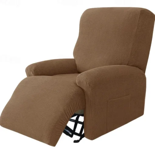 1 Set of 4 Pieces Stretch Reclining Couch Covers Burgundy Jacquard Spandex Recliner Couch Covers Recliner Chair Cover Form Fitted Non Slip Reclining Slipcovers for Standard Large Recliner,Chivas Sofa