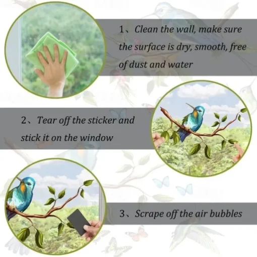 1 Set Of Hummingbird Wall Decals, Peel And Stick, Bird Flower Wall Stickers Decor, Butterfly, Plant Vinyl Glass Wall Decals For Home, Removable Stickers For Bedroom, Window