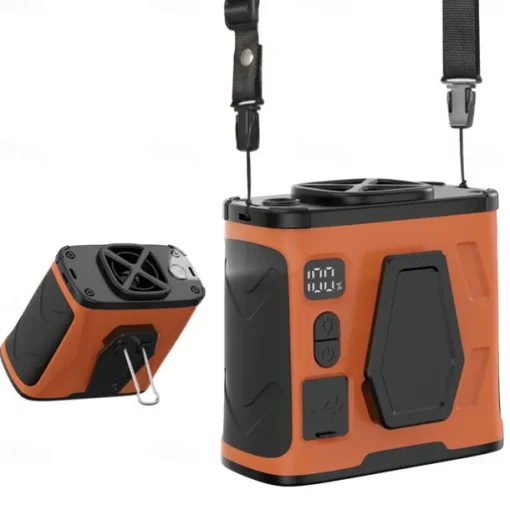 100 Speeds Portable Waist Fan Rechargeable Personal Body Fan, 10000mAh 40H Cooling 20000RPM Flashlight for Outdoor Jobsite Camping Travel Power Bank
