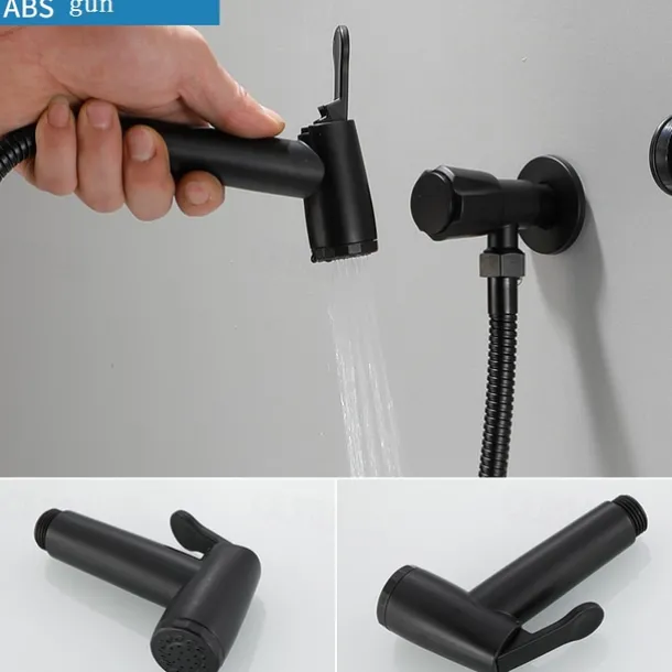 304 Stainless Steel ABS Hand-held Bidet Simple Black Shower Sprayer Wash Butt Hand Wash Black Toilet Companion Spray Gun