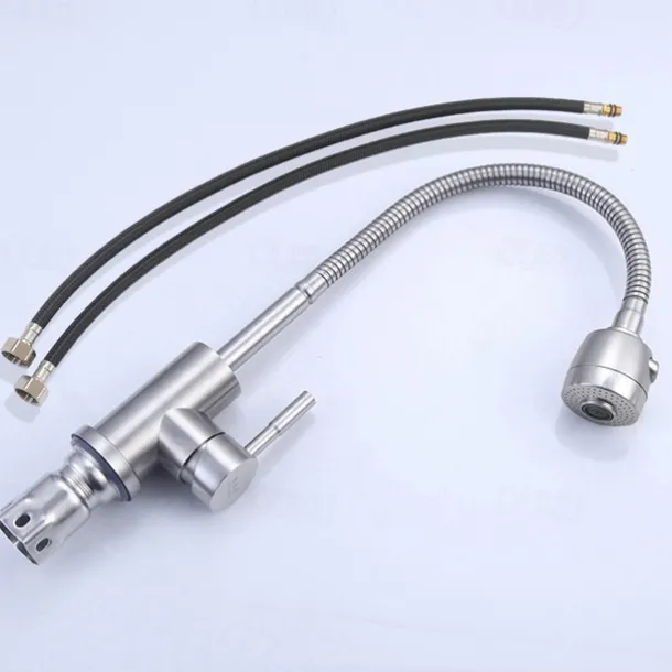304 Stainless Steel Cold and Hot Water Kitchen Faucet Kitchen Mixers Kitchen Sink Tap 360 Degree Swivel Flexible Hose Basin Faucet