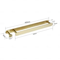 16“ Stainless Steel Towel Bar with Hook, SUS304, Self Adhesive Bath Towel Rack, Contemporary Style, Towel Holder, Rustproof, 4-Finish, Gold, Brushed, Black, Mirror Polished, Punch-free