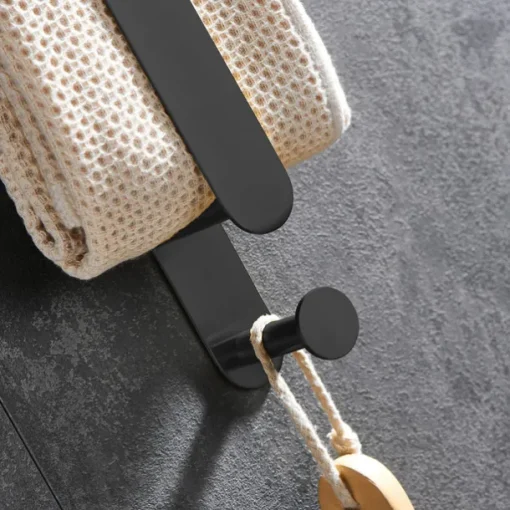 16“ Stainless Steel Towel Bar with Hook, SUS304, Self Adhesive Bath Towel Rack, Contemporary Style, Towel Holder, Rustproof, 4-Finish, Gold, Brushed, Black, Mirror Polished, Punch-free