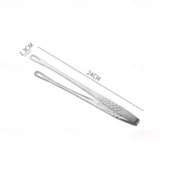 304 Stainless Steel Yakitori Grill Tongs - Japanese BBQ Rotating Lock Clip for Charcoal, Campfire & Teppanyaki | Non-Slip Teeth + Heat-Resistant Silicone Grip