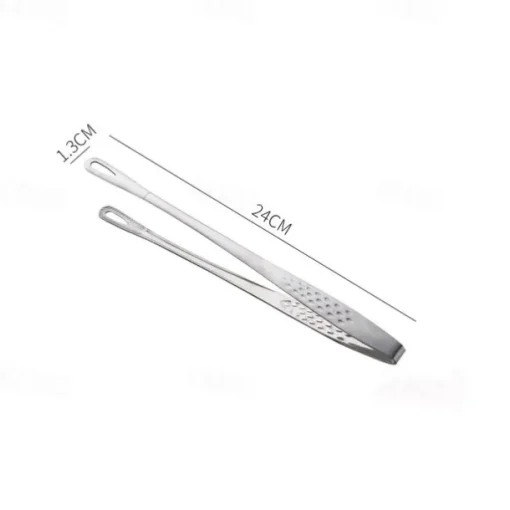 304 Stainless Steel Yakitori Grill Tongs - Japanese BBQ Rotating Lock Clip for Charcoal, Campfire & Teppanyaki | Non-Slip Teeth + Heat-Resistant Silicone Grip