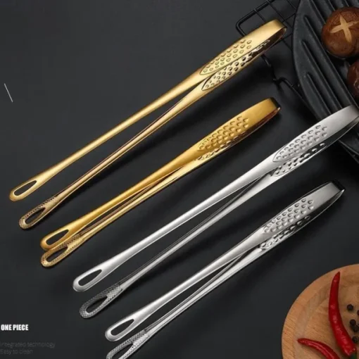 304 Stainless Steel Yakitori Grill Tongs - Japanese BBQ Rotating Lock Clip for Charcoal, Campfire & Teppanyaki | Non-Slip Teeth + Heat-Resistant Silicone Grip