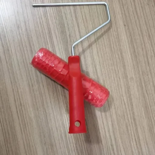 7" Textured Art Decoration Tool DIY Paint Roller - 1 Crocodile Skin Pattern with Red Handle, Durable Plastic, Easy-to-Use for Realistic Wood Grain & Embossed Walls