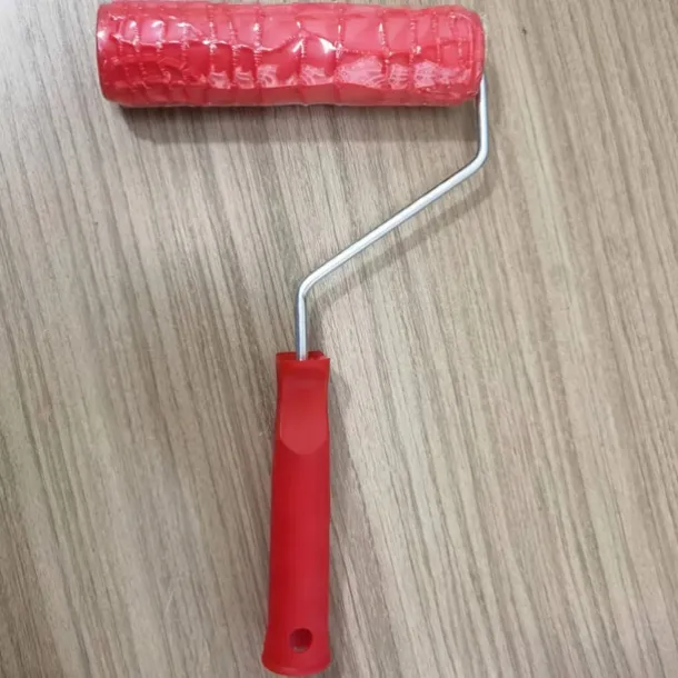 7" Textured Art Decoration Tool DIY Paint Roller - 1 Crocodile Skin Pattern with Red Handle, Durable Plastic, Easy-to-Use for Realistic Wood Grain & Embossed Walls