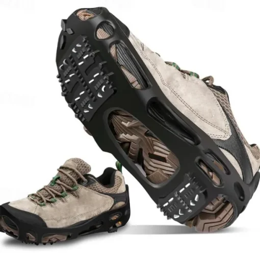 24 Tooth Spikes Crampons Anti-Slip Shoe Covers - Perfect for Winter Traction & Snow Walking Hiking Outdoors