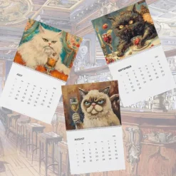 2025 Wall Calendars, Funny Drunk Cats Calendar 2025, 2025 Cat Monthly Wall Calendar for Cat Lover - 8.5 X 11 Inches