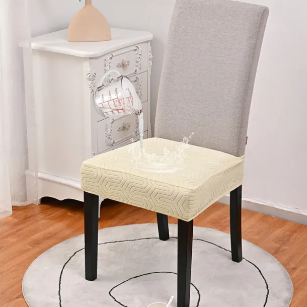 100% Waterproof Chair Seat Covers for Dining Room Chairs 1 Pcs, High Back Dining Chair Cover Stretch Jacquard Chair Seat Slipcovers Protector Removable and Washable Kitchen