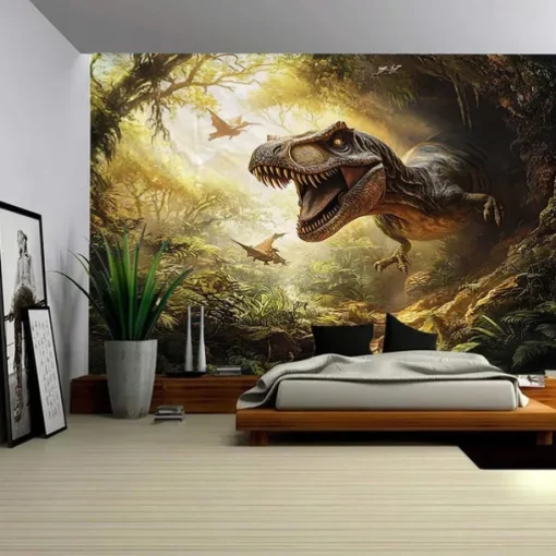 A Forest Dinosaurs Tapestry Wall Art Large Tapestry Mural Decor Photograph Backdrop Blanket Curtain Home Bedroom Living Room Decoration