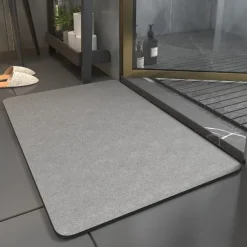 Absorbent Bath Mat Non-slip, Diatomaceous Rubber Non Slip Quick Dry Super Absorbent Thin Bathroom Rugs Fit Under Door-Washable Bathroom Floor Mats-Shower Rug for in Front of Bathtub, Shower