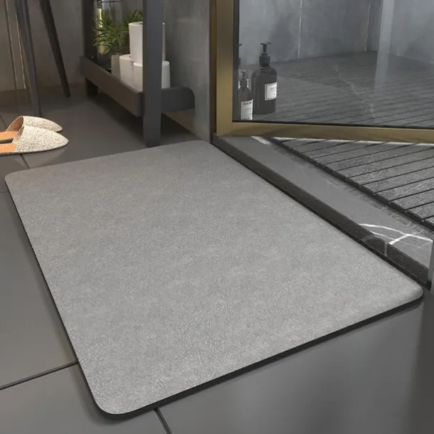 Absorbent Bath Mat Non-slip, Diatomaceous Rubber Non Slip Quick Dry Super Absorbent Thin Bathroom Rugs Fit Under Door-Washable Bathroom Floor Mats-Shower Rug for in Front of Bathtub, Shower