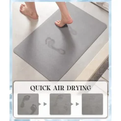 Absorbent Bath Mat Non-slip, Diatomaceous Rubber Non Slip Quick Dry Super Absorbent Thin Bathroom Rugs Fit Under Door-Washable Bathroom Floor Mats-Shower Rug for in Front of Bathtub, Shower