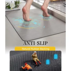 Absorbent Bath Mat Non-slip, Diatomaceous Rubber Non Slip Quick Dry Super Absorbent Thin Bathroom Rugs Fit Under Door-Washable Bathroom Floor Mats-Shower Rug for in Front of Bathtub, Shower