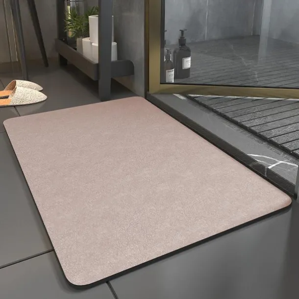Absorbent Bath Mat Non-slip, Diatomaceous Rubber Non Slip Quick Dry Super Absorbent Thin Bathroom Rugs Fit Under Door-Washable Bathroom Floor Mats-Shower Rug for in Front of Bathtub, Shower