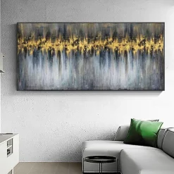 Abstract Gold Foil Oil Painting On Canvas Large hand painted Wall Art Gold foil Painting Minimalist Custom Painting Modern artwork for Living Room Decor