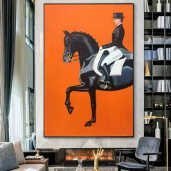 Abstract Horse Painting handmade famous oil painting hand painted Modern Fine Art Abstract Animal Painting Gray Wall Art Palette Knife Artwork painting Animalistic Decor for Living Room decoration