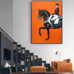 Abstract Horse Painting handmade famous oil painting hand painted Modern Fine Art Abstract Animal Painting Gray Wall Art Palette Knife Artwork painting Animalistic Decor for Living Room decoration