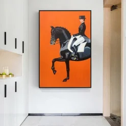 Abstract Horse Painting handmade famous oil painting hand painted Modern Fine Art Abstract Animal Painting Gray Wall Art Palette Knife Artwork painting Animalistic Decor for Living Room decoration