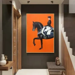 Abstract Horse Painting handmade famous oil painting hand painted Modern Fine Art Abstract Animal Painting Gray Wall Art Palette Knife Artwork painting Animalistic Decor for Living Room decoration