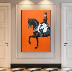 Abstract Horse Painting handmade famous oil painting hand painted Modern Fine Art Abstract Animal Painting Gray Wall Art Palette Knife Artwork painting Animalistic Decor for Living Room decoration