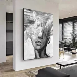 Abstract Lady Painting hand painted Woman Face oil painting Artwork Woman Canvas Decor hand painted Wall Art Woman Sea Storm Canvas oil painting Art Faceless Portrait Painting nude oil painting