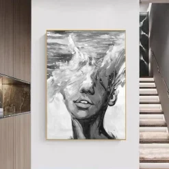 Abstract Lady Painting hand painted Woman Face oil painting Artwork Woman Canvas Decor hand painted Wall Art Woman Sea Storm Canvas oil painting Art Faceless Portrait Painting nude oil painting