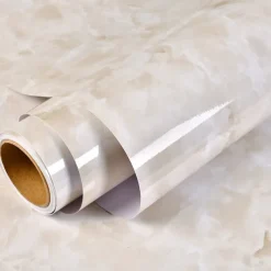 Abstract Marble Wallpaper Mural White Marble Wall Covering Sticker Peel and Stick Removable PVC/Vinyl Material Self Adhesive Wall Decor 300x60cm/118.1x23.62in for Living Room, Kitchen, Bathroom