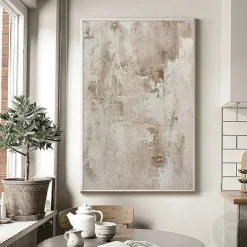 Abstract oil painting hand painted Beige Brown and Green Painting handmade Brown wabi sabi artwork oil painting hand painted Textured Oil Painting Beige Oil Painting Abstract Canvas Art Modern decor