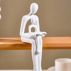 Abstract Parent-Child Reading Figurine, Minimalist Resin Tabletop Decor, Family Bonding Statue for Home, Dining Room, Party, and Gathering Decoration