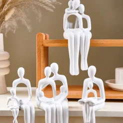 Abstract Parent-Child Reading Figurine, Minimalist Resin Tabletop Decor, Family Bonding Statue for Home, Dining Room, Party, and Gathering Decoration