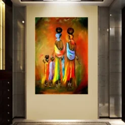Abstract People Oil Painting African Woman and Child Handmade Painted Wall Art On Canvas Scandinavian Style Home Decor Gift Rolled Canvas No Frame Unstretched Living Room