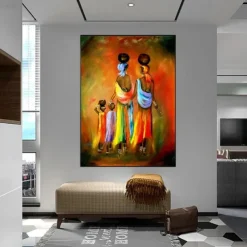 Abstract People Oil Painting African Woman and Child Handmade Painted Wall Art On Canvas Scandinavian Style Home Decor Gift Rolled Canvas No Frame Unstretched Living Room