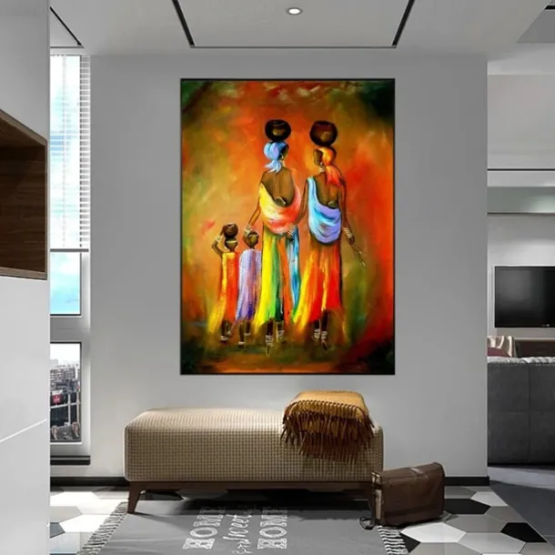 Abstract People Oil Painting African Woman and Child Handmade Painted Wall Art On Canvas Scandinavian Style Home Decor Gift Rolled Canvas No Frame Unstretched Living Room