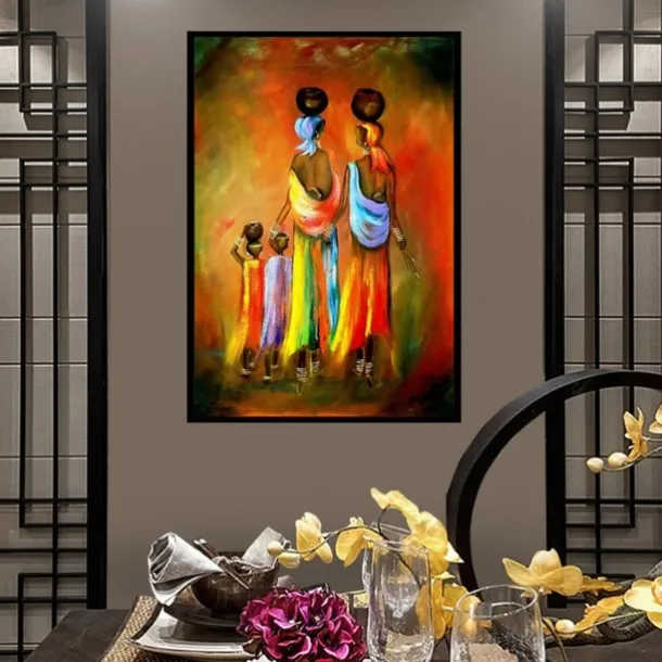 Abstract People Oil Painting African Woman and Child Handmade Painted Wall Art On Canvas Scandinavian Style Home Decor Gift Rolled Canvas No Frame Unstretched Living Room